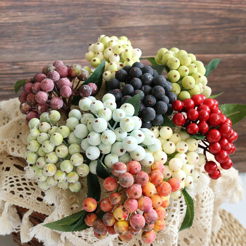 

Artificial Flowers Fruit Berries Stamen Cheap Fake Flowers for Home Wedding Decoration DIY Wreath Scrapbooking Craft Gift