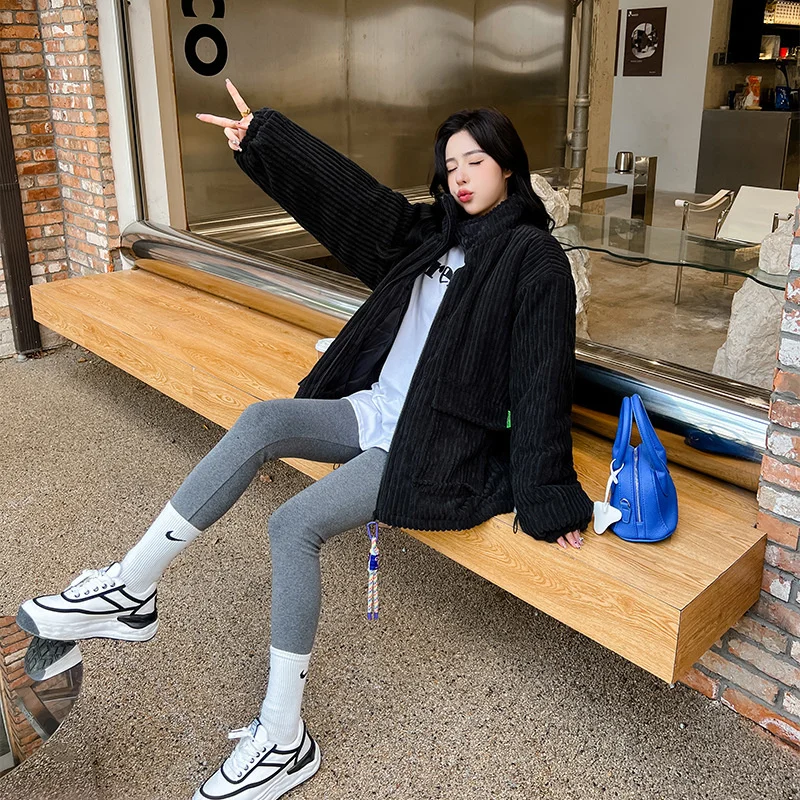 Snow Wear Cotton Corduroy Coat Women Winter Jacket Thicken Warm Short Female High Quality Warm Outwear Women Parkas