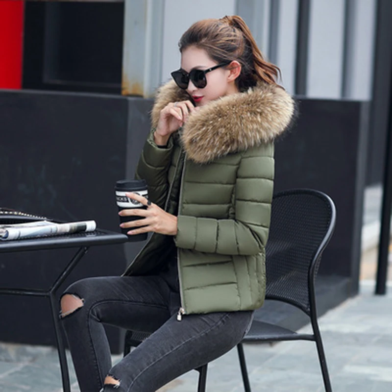 Autumn Winter Women False Fox Collar Down Cotton Parkas Warm Thickening Jackets Female 2021 Fashion Winter Coats New Solid Coat