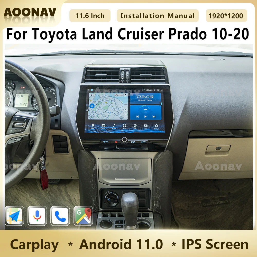 

Автомобильный радиоприемник 11,6 дюйма, Android 11, 128G для Toyota Land Cruiser Prado 150 2010-2020, стерео Мультимедийный плеер с GPS-навигацией, Carplay Unit