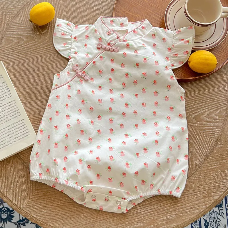 

Комбинезон детский, летний, в китайском стиле, для новорожденных, 0-3 лет