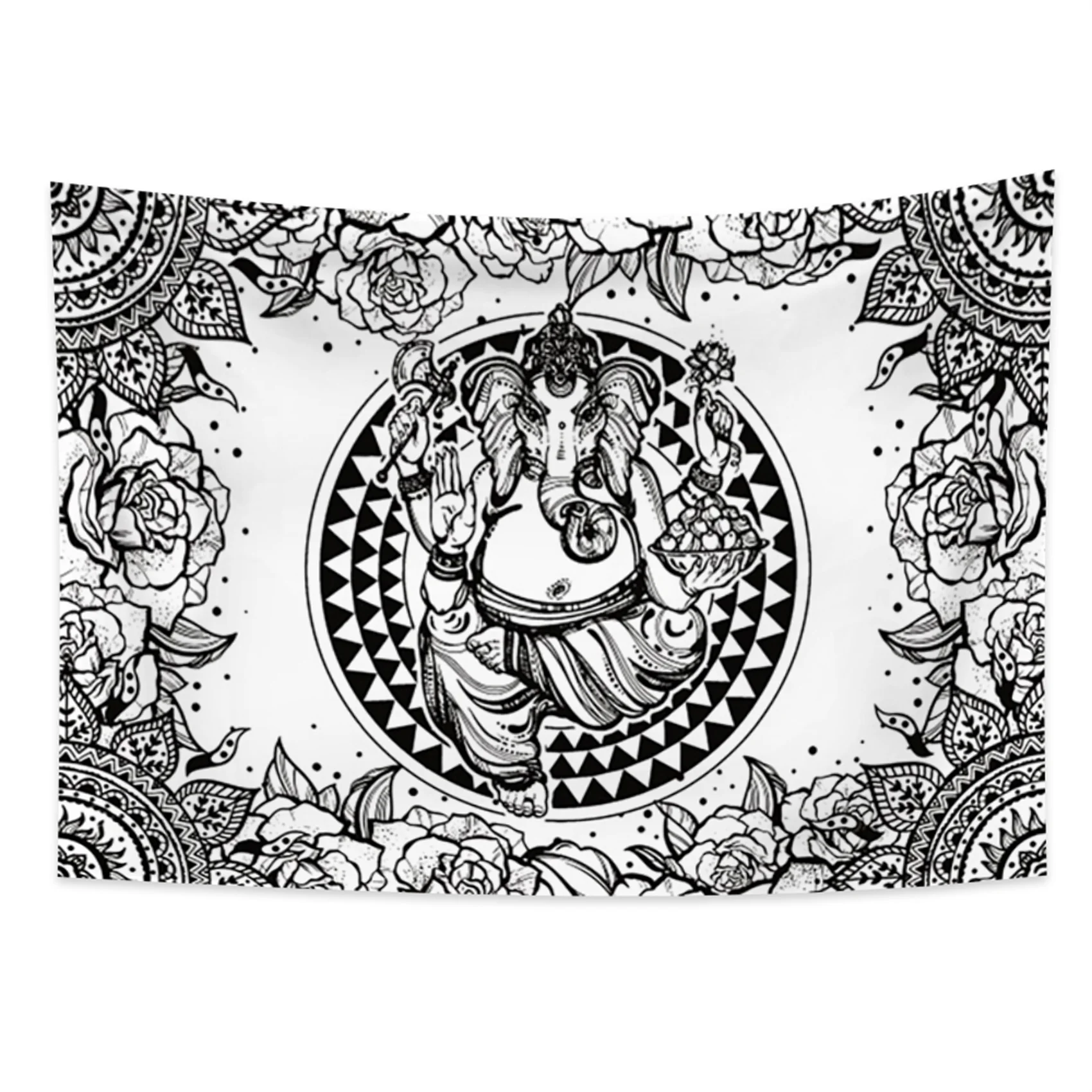 Гобелен индийский слон мандала Ганеша настенный подвесной Богемный Хиппи