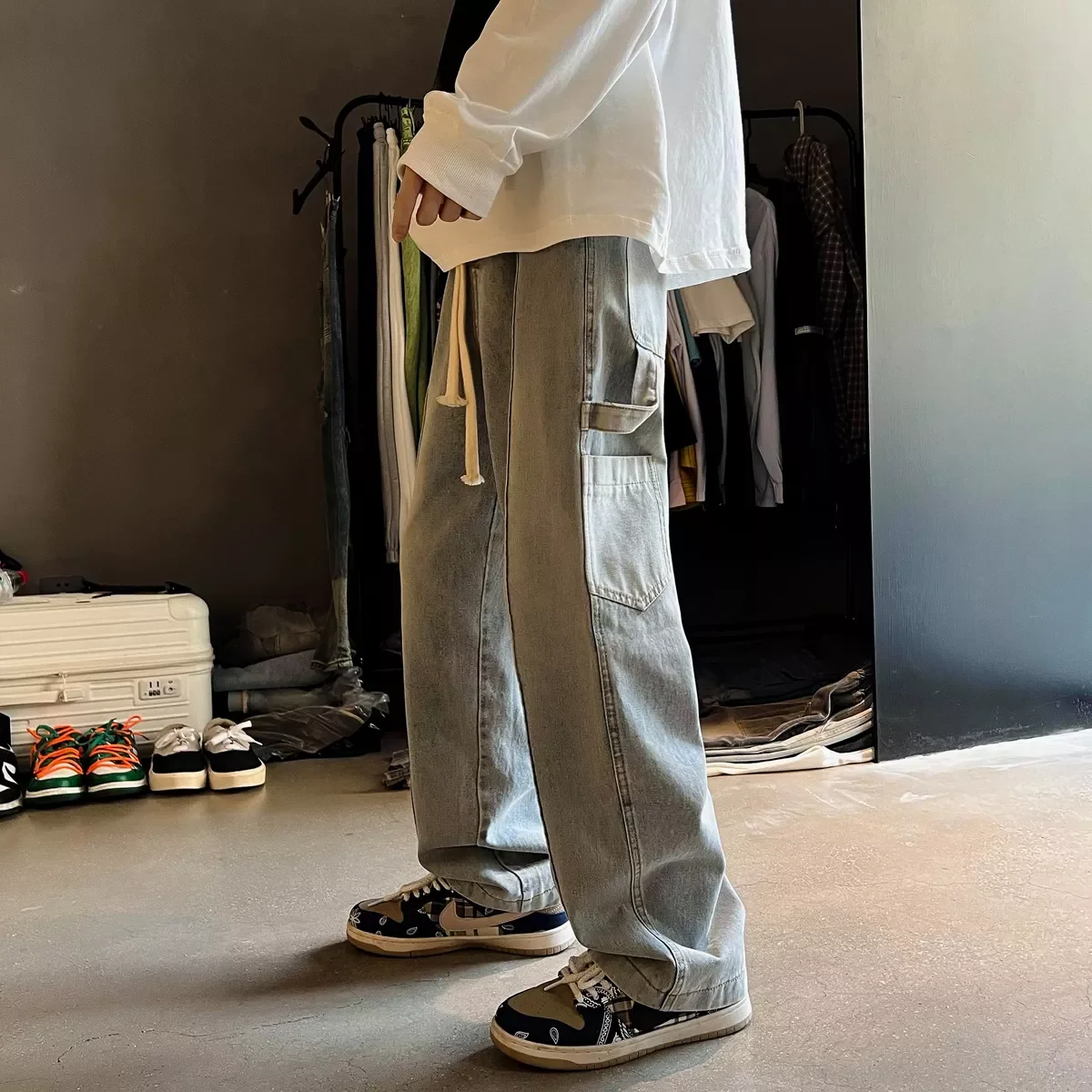 

Straight Men Jeans asthetic New Man Jeans Pants for boy Casual Baggy hip hop Men's Women's jeans Neutral Denim Trousers