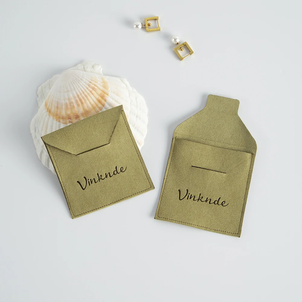

Microfiber Velvet Jewelry Small Gift Bags Custom Logo 6x6cm Envelope Packaging Pouch for Necklace Wedding Favor Candy Goodie Bag