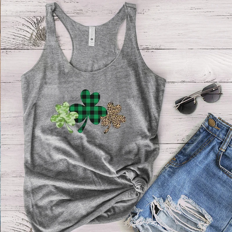 

St Patricks Day Shirt Green Lucky Tshirt Shamrock Leopard Graphic T Shirts Graphic Tees Women Harajuku Floral Top Casual 2022 XL