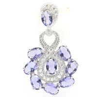 34x21mm charming pink tourmaline purple spinel white cz womans engagement silver pendant