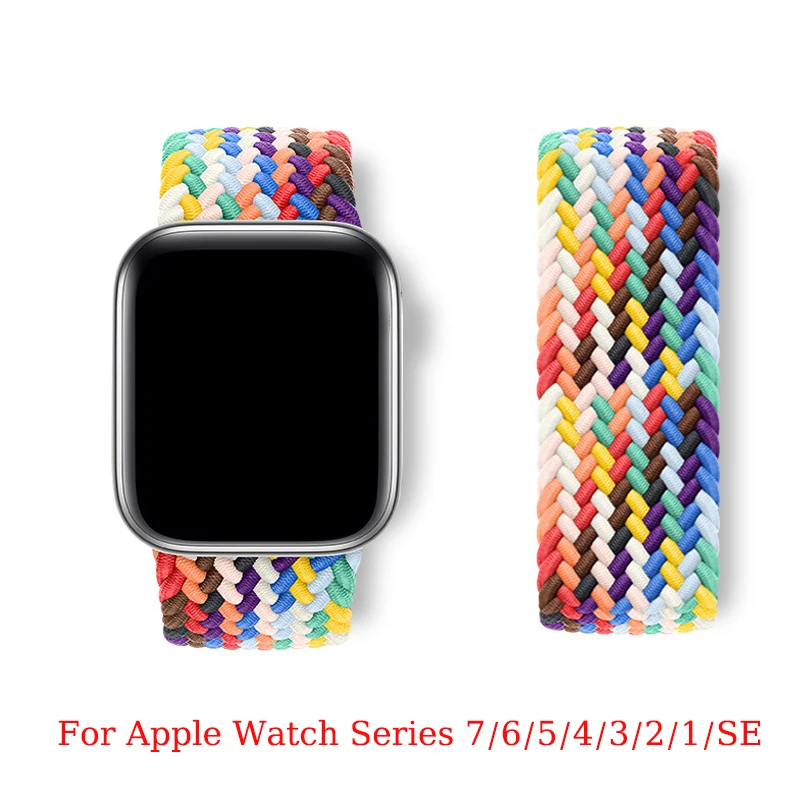 

Nylon Braided Solo Loop Strap For Apple Watch Band 45mm 44mm 42mm 41mm 40mm 38mm Elastic Belt Bracelet iWatch Serie 7 6 SE 5 4 3