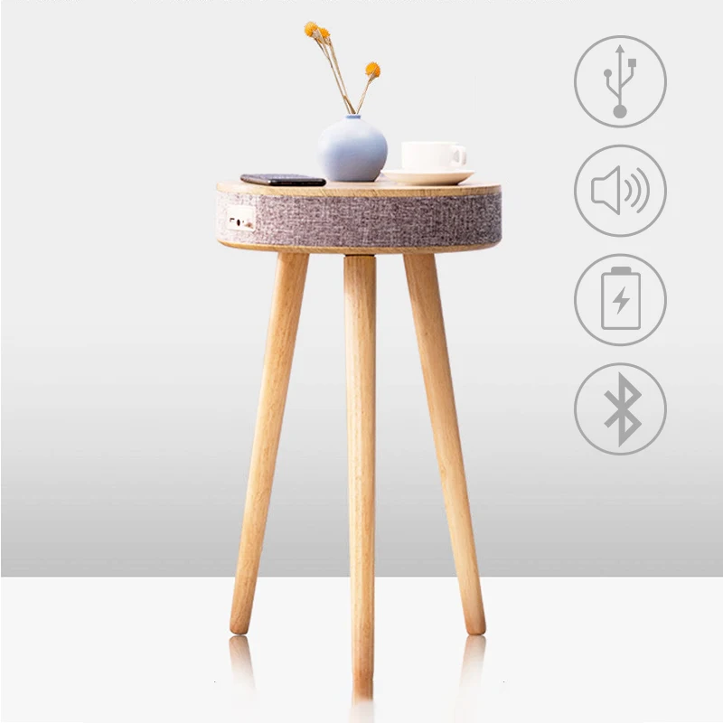 

Music Round Table Multi Tea Table Living Room Office Solid Wood Intelligent Wireless Charging Smart Bluetooth Speaker Table