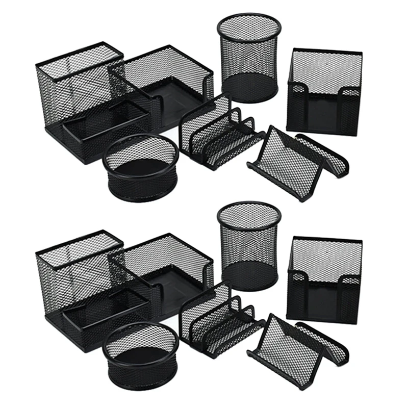 

12PCS Metal Desk Organization Pen Holder Organizer Office Pencil Holders Multifunctional Storage Black Metal Mesh