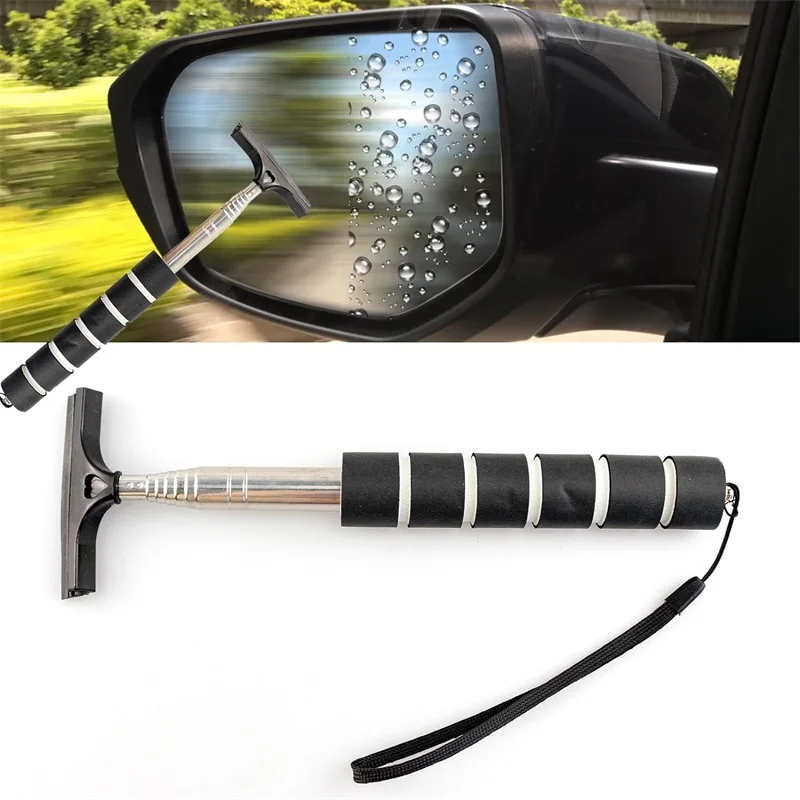 Скребок для бокового зеркала автомобиля, выдвижная щетка для мытья автомобильного зеркала заднего вида, универсальный чистящий инструмент