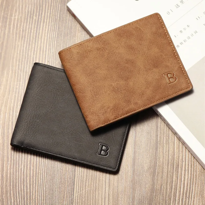 New PU Leather Men's Short Wallet Slim Business Card Holders Male Short Coin Pocket Wallet Dollar Money Purse For Man