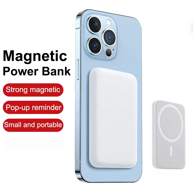 

Portable Magnetic Wireless Charging Power Bank Moblie Phone External Battery For iPhone 13 12 Pro Max 10W Inductive Fast Charge