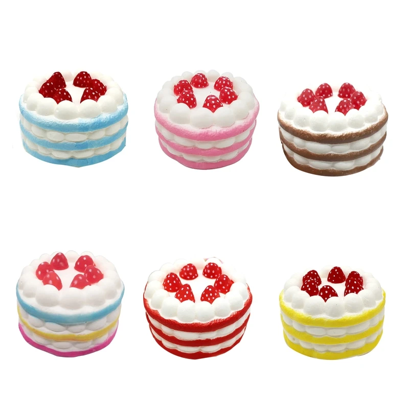 

4In Squeeze Strawberry Sandwich Cake Fidget Toy Realistic Food Party Favor Slow Rising Pressure Release Ball Table Decor QX2D