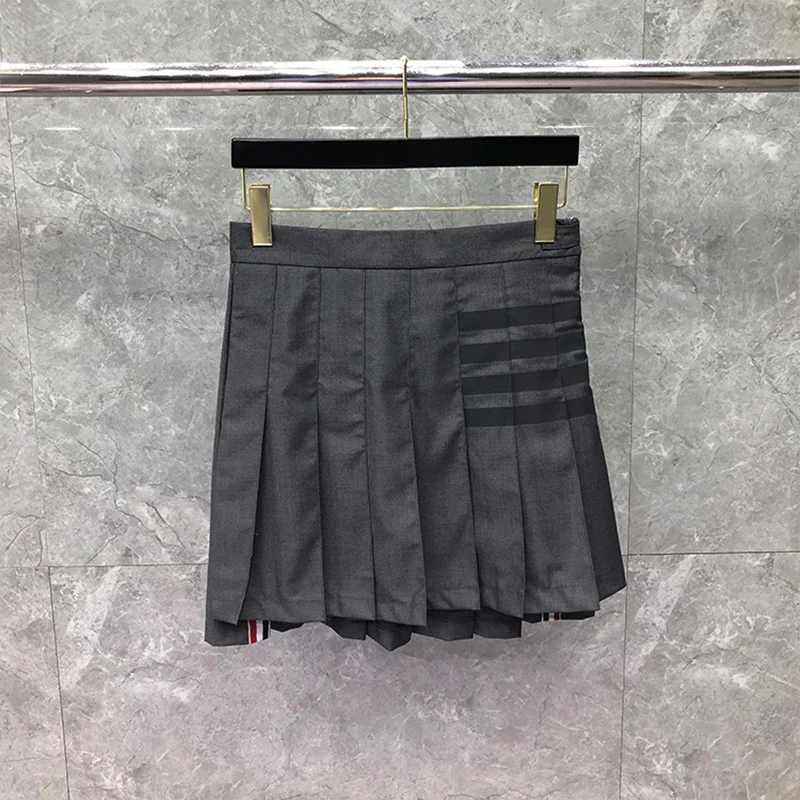2023 Women's Skirt TB THOM Summer Korean Fashion Brand Dress Classic Black Stripes Pleated Skirt Casual Harajuku Mini Skirts
