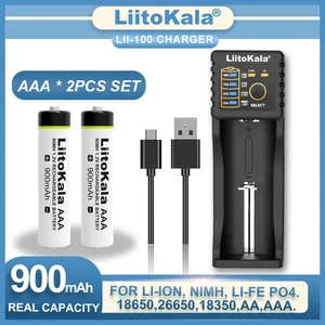 Liitokala Lii-100 Charger 1.2V AAA 900mAh Ni-MH Rechargeable Battery Temperature Gun Remote Control Mouse Toy