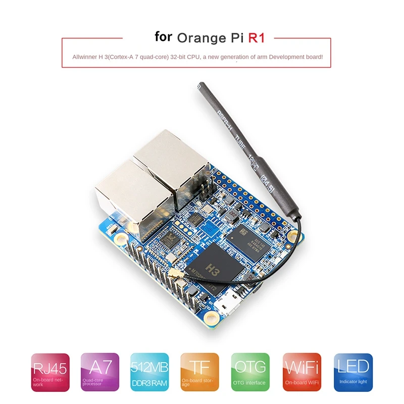 

For Orangepi R1 Allwinner H3 4-Core 32Bit Cortex-A7 512MB Memory Dual Network Port Development Board Programming Openwrt