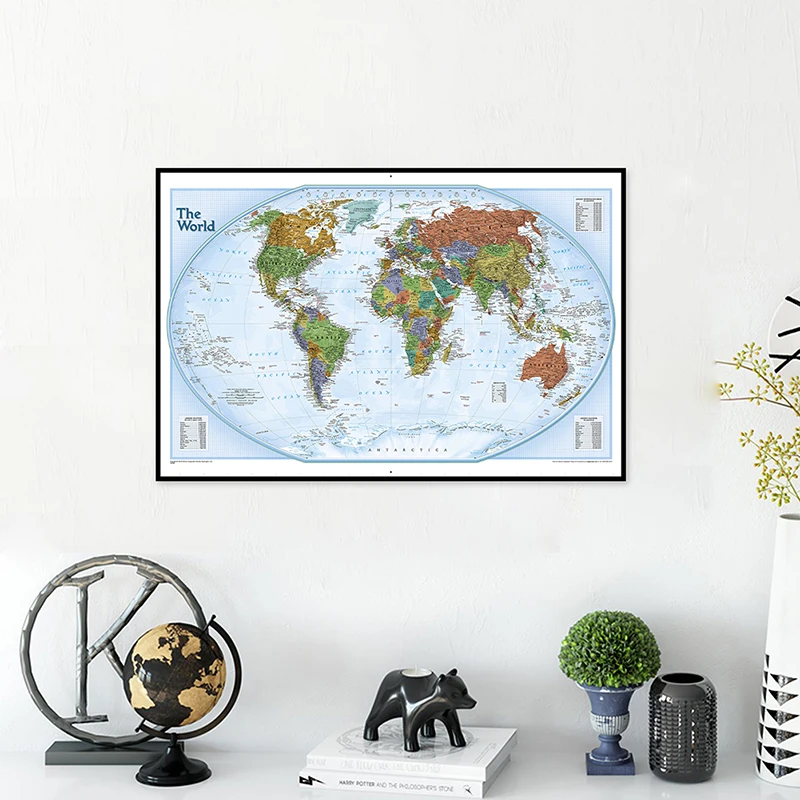 

A2 Size The Wolrd Physical Map 2012 Edition Printed Fine Canvas World Map For Home Living Room Wall Decoration