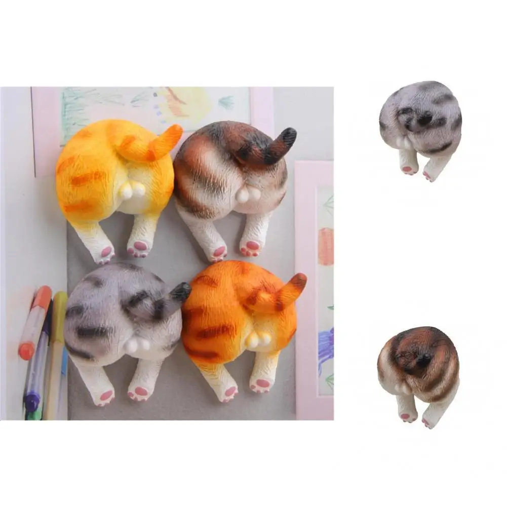 

Long Lasting 4Pcs Cute Anti-fade Cat Butt Magnetic Stickers Vibrant Color Refrigerator Stickers Fantasy for Restaurant