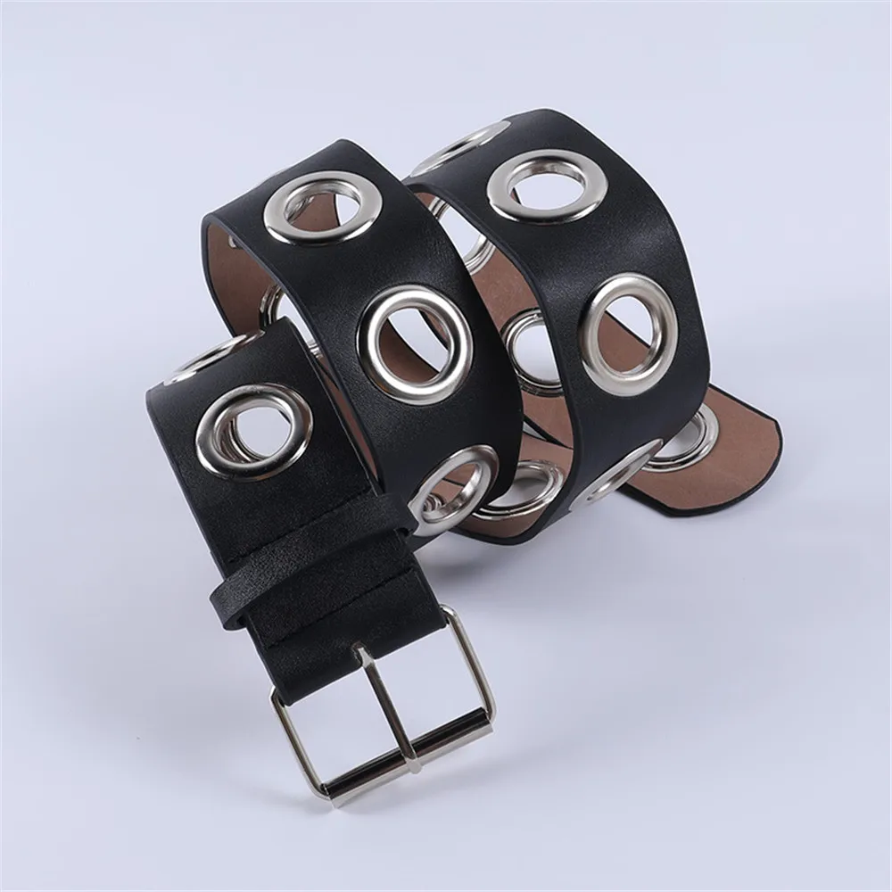 

PU Leather Belts 2022 Large Circle Women Fashion Gothic Punk Waistband Streetwear Wide Belt 5CM Skirts Accessories 102cm