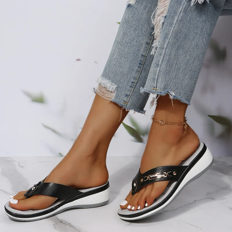 Summer Slippers Women's Open Toe Shoes 2023 New Wedge Platform Sandals Beach Party Outdoor Casual Ethnic Style Women's Shoes New