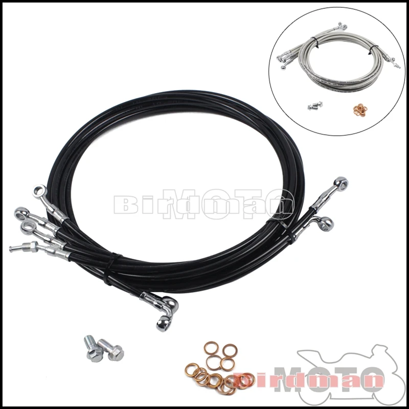 

For Harley Touring 10"-12" Handlebar ABS Model 2014-2017 Motorcycle Stainless Cable Brake Line Wiring harness Kit Black/Chrome