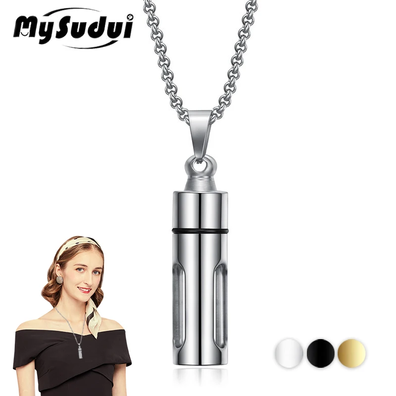 

MySudui Memorial Pet Urn Necklace Pendant Cats Dogs Titanium Steel Ashes Necklace Pet Cremated Hair Passed Away Souvenirs