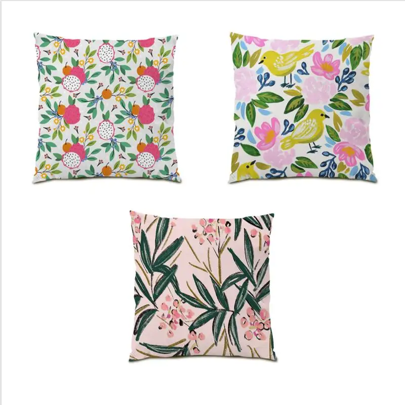 

Gift Throw Pillow Covers Bed Forest Tree Decoration Home Flower Cushion Cover 45x45 Polyester Linen Living Room Decoration E0420