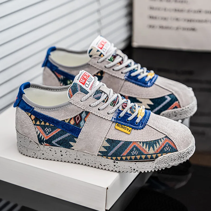 Мужские холщовые кроссовки повседневная обувь на шнуровке с вышивкой удобные