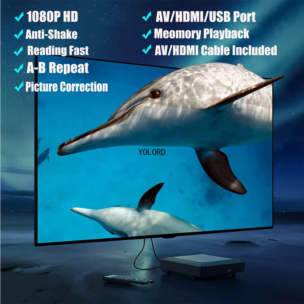 Мини-HD DVD-плеерHDMI и кабель RCA 1080p встроенный PAL/NTSC всех зон домашний проигрыватель