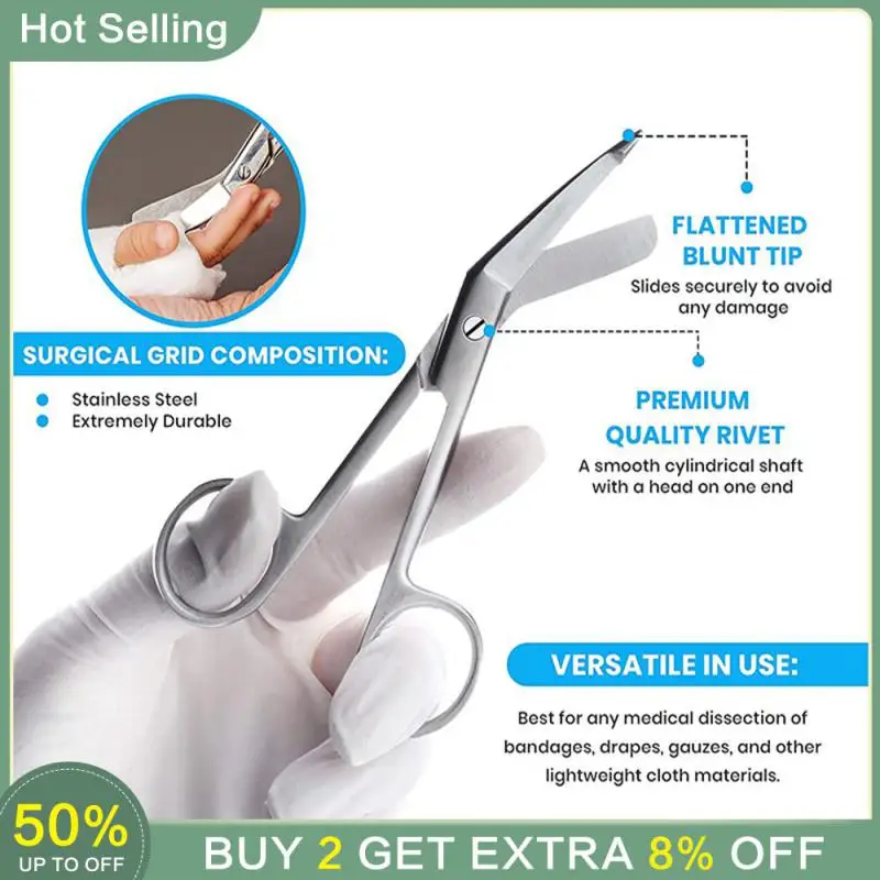 

Small Scissors Household Silver All-steel Gauze Shears Gauze Scissors Small Full Steel Bandage Scissors Scissors Portable Rivets