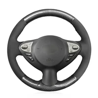 non slip durable black carbon fiber black suede car steering wheel cover for infiniti fx fx35 fx37 fx50 2009 2013 qx70