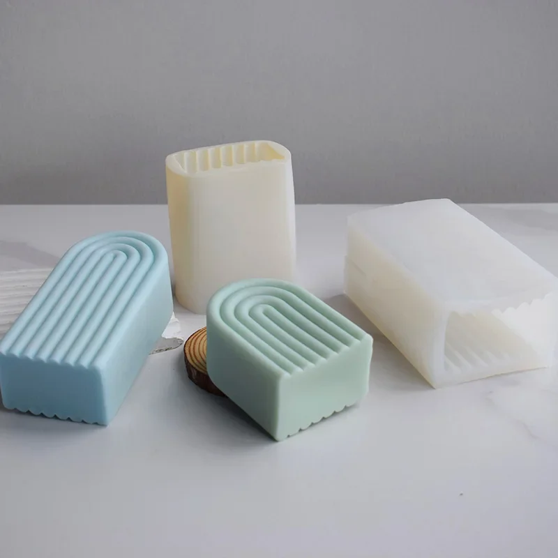 DIY Rainbow Striped Arch Candle Silicone Mold Crystal Drop Glue Aromatherapy Decoration Mould Geometric Plaster