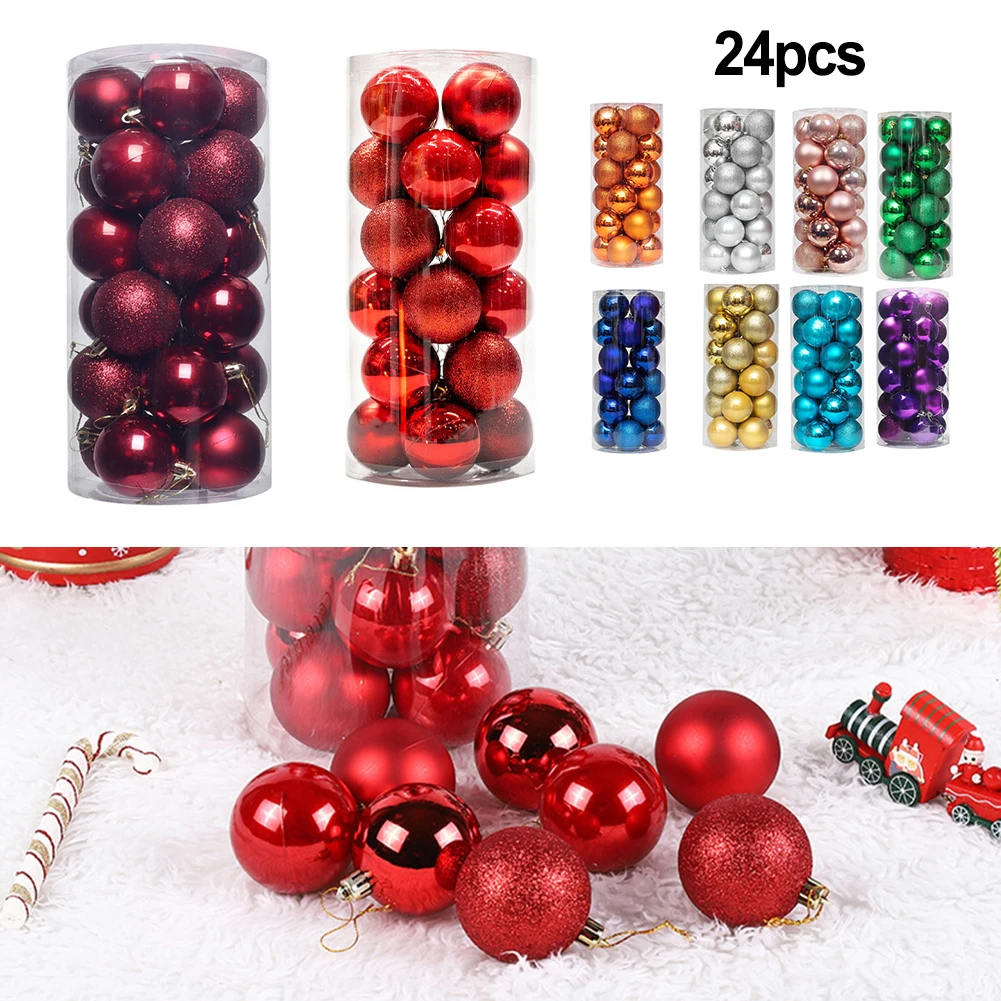 

24pcs Christmas Ball Decorations Frosted Glittering Baubles Xmas Tree Hanging Pendant For Home Merry Party Ornaments 3cm Plastic