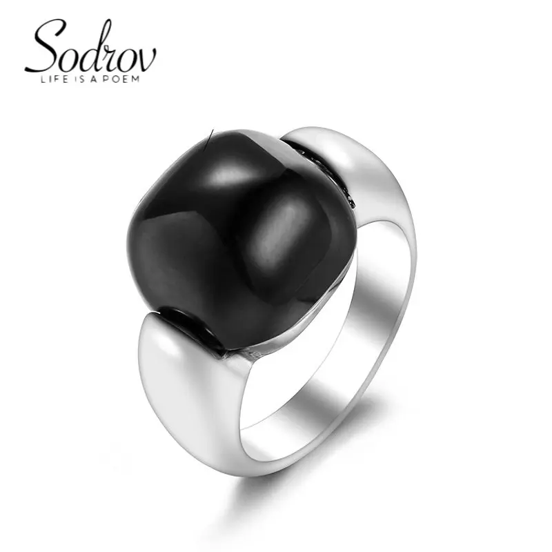

SODROV Big Black/pink Stone Jewelry Rings for Women Engagement Wedding Ring