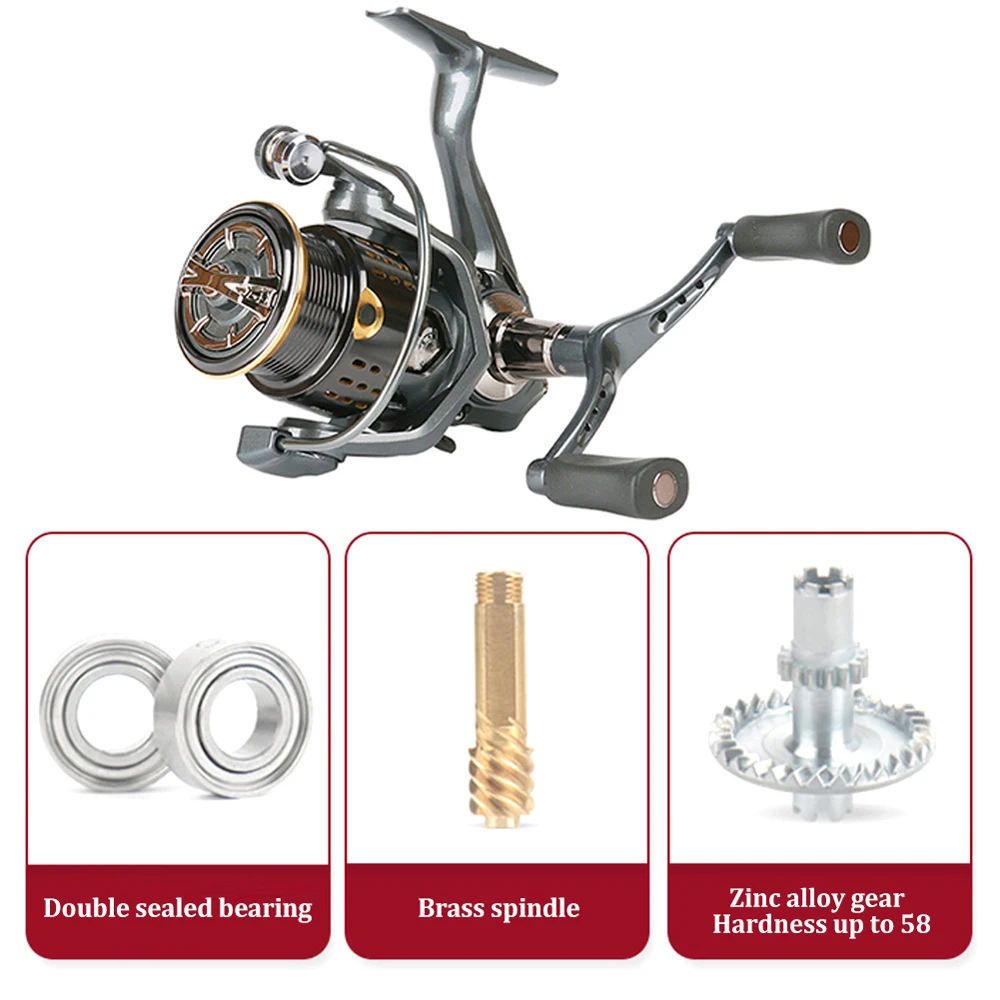 Water Resistance Fishing Spinning Reel 2000 3000 5.2:1 Max Drag Power Double Handle Line Spool Bass Pike for Saltwater |
