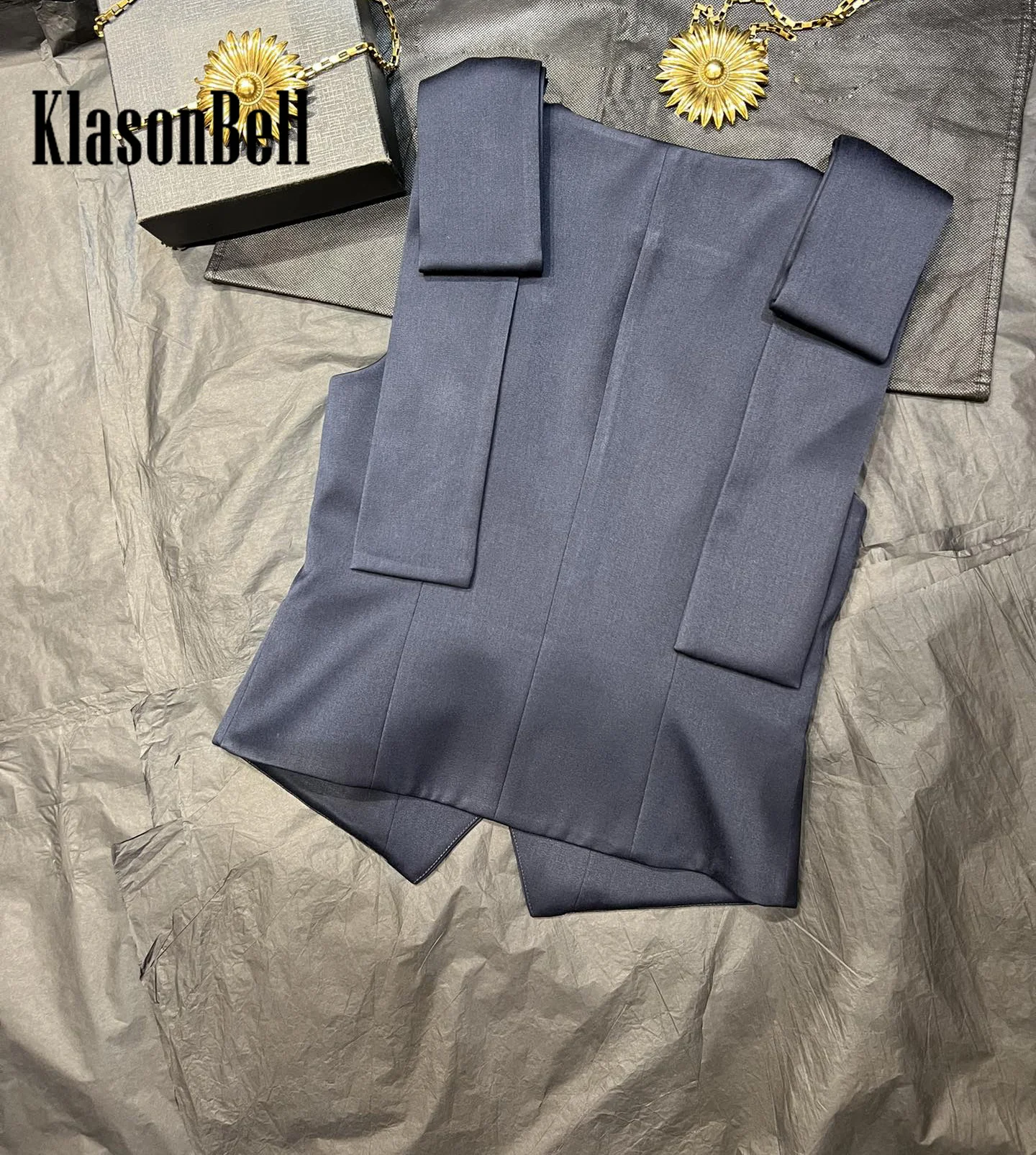 11 26 KlasonBell модный темпераментный шерстяной шелковый жилет с двойным плечом и