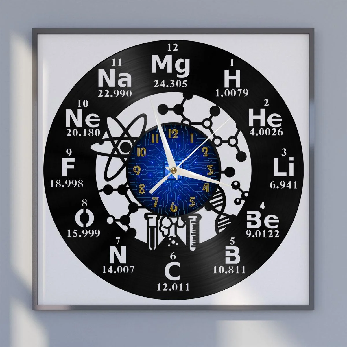 

Chemical Element Symbols 3 Vinyl Wall Clock, Vinyl Record Clock Wall Art Silent & Non-ticking