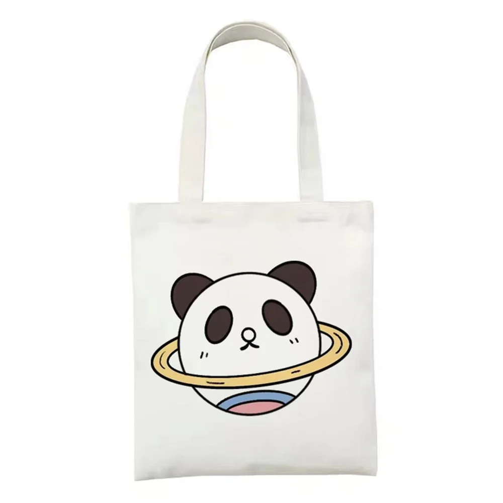 

Женская Холщовая Сумка с милой пандой, милая вместительная мультяшная дамская сумка для покупок, повседневный тоут для колледжа, женские су...