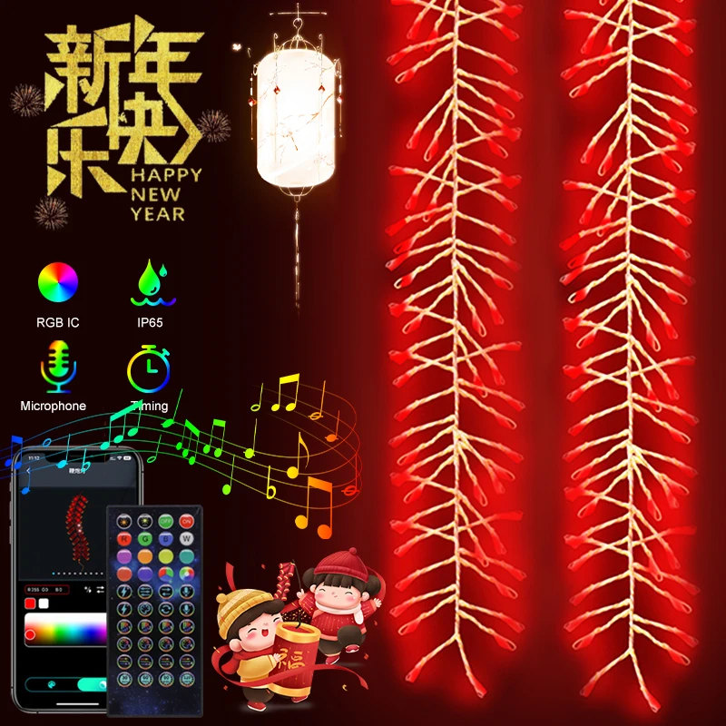 

Smart LED Firecracker Lamp Chinese New Year Decoration String Light Outdoor Waterproof Diy Fairy Lights With Musical Rhythm App