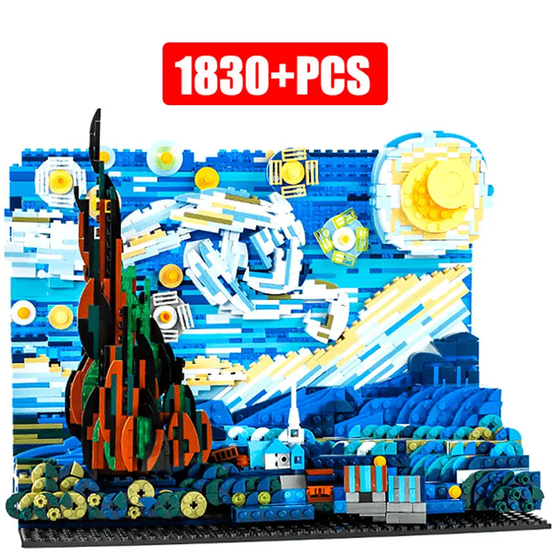 Van Goah Звездная ночь 21333 знаменитый живопись строительные блоки домашний декор