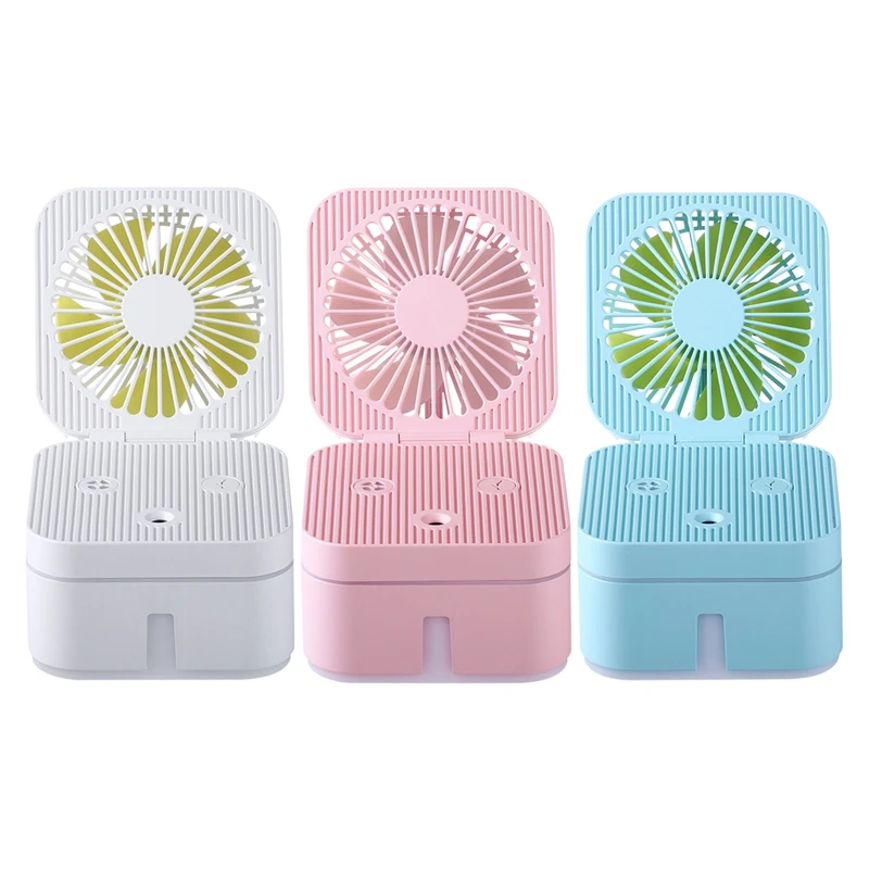

Square 2-in-1 Humidifier Quiet Mini Fan Portable Desktop Air Coolers Smart Personal Cooling Tool for Summer Home New Dropship