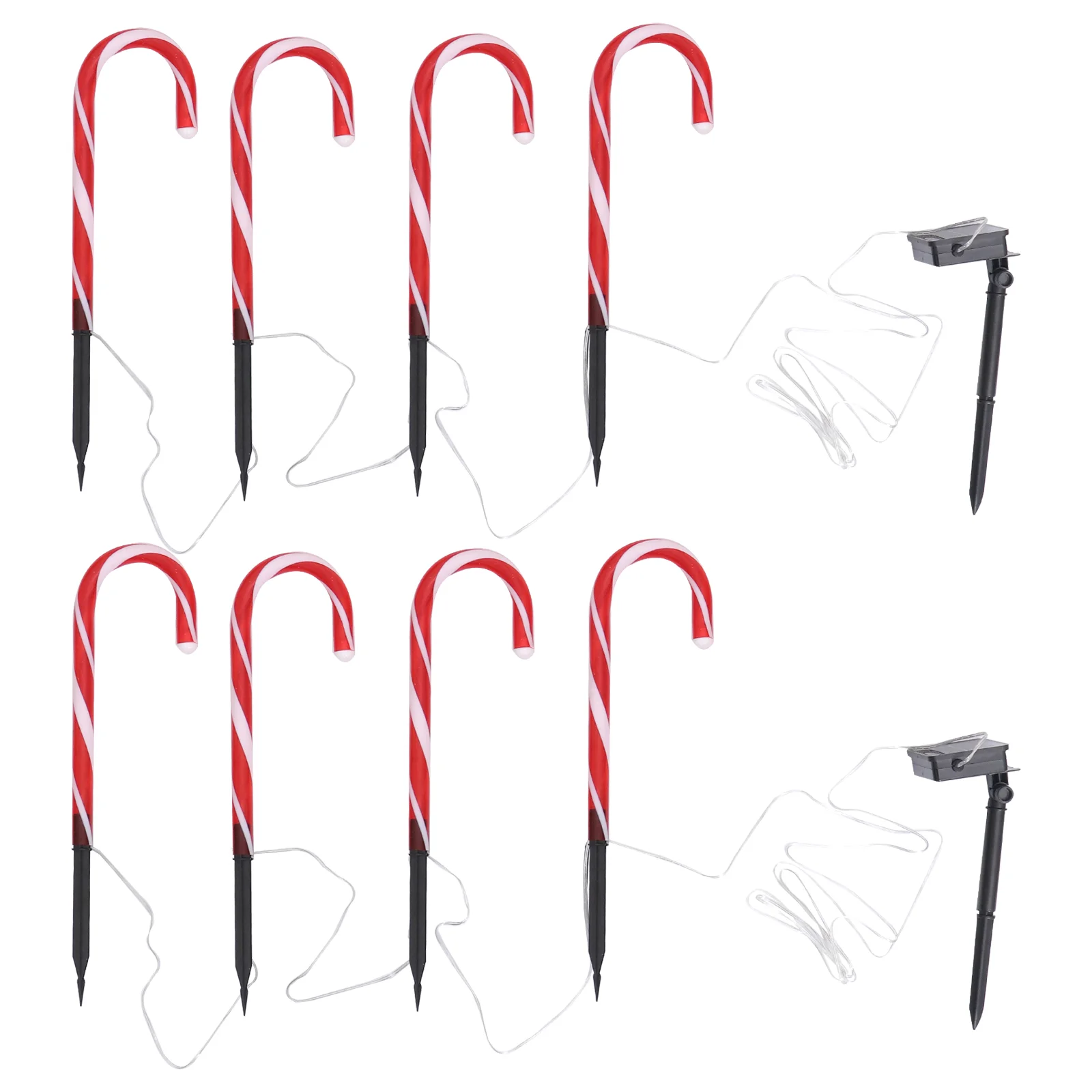 

8PCS Crutch Lamp Christmas Candy Cane Pathway Marker Lights Garden Stake Lights Pathway Candy Cane Holiday Walkway Lights