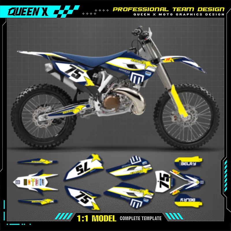 Queen X MOTOR Custom Team мотоциклетные графические наклейки комплект наклеек для Husqvarna TC FC