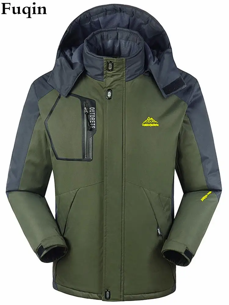 

Men's Waterproof Ski Jackets Warm Winter Fleece Lined Sport Snow Coats Couples Hooded Raincoat Multi Pockets Outdoor Cargo Coat