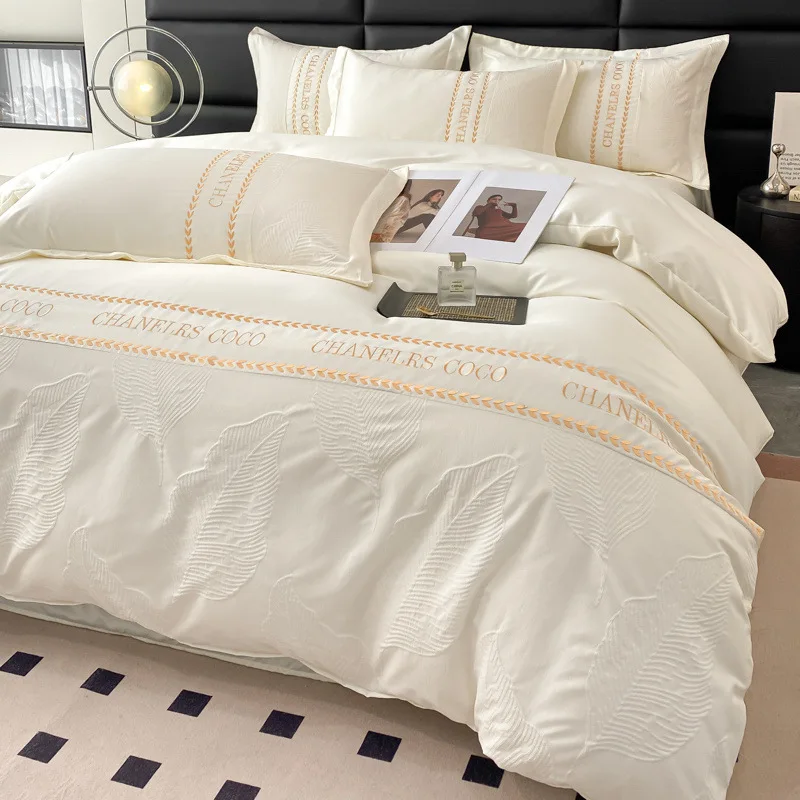 Новый летний комплект из четырех предметов стираного ледяного шелка легкий