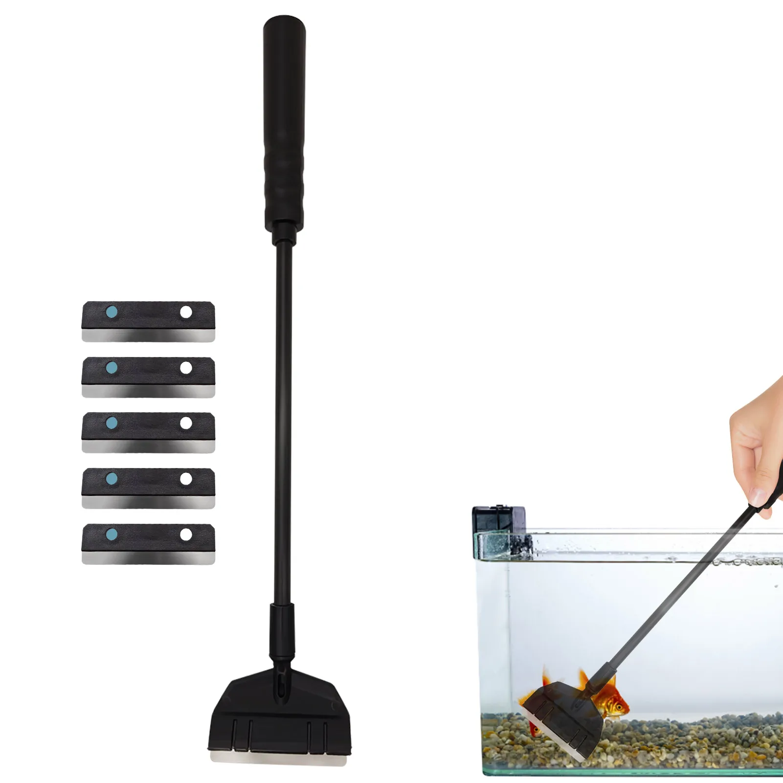 

Aquarium Cleaning Tool Fish Tank Flat Sand Algae Removal Dual-use Glass Algae Removal Scraper Household Cleaning Supplies Tool