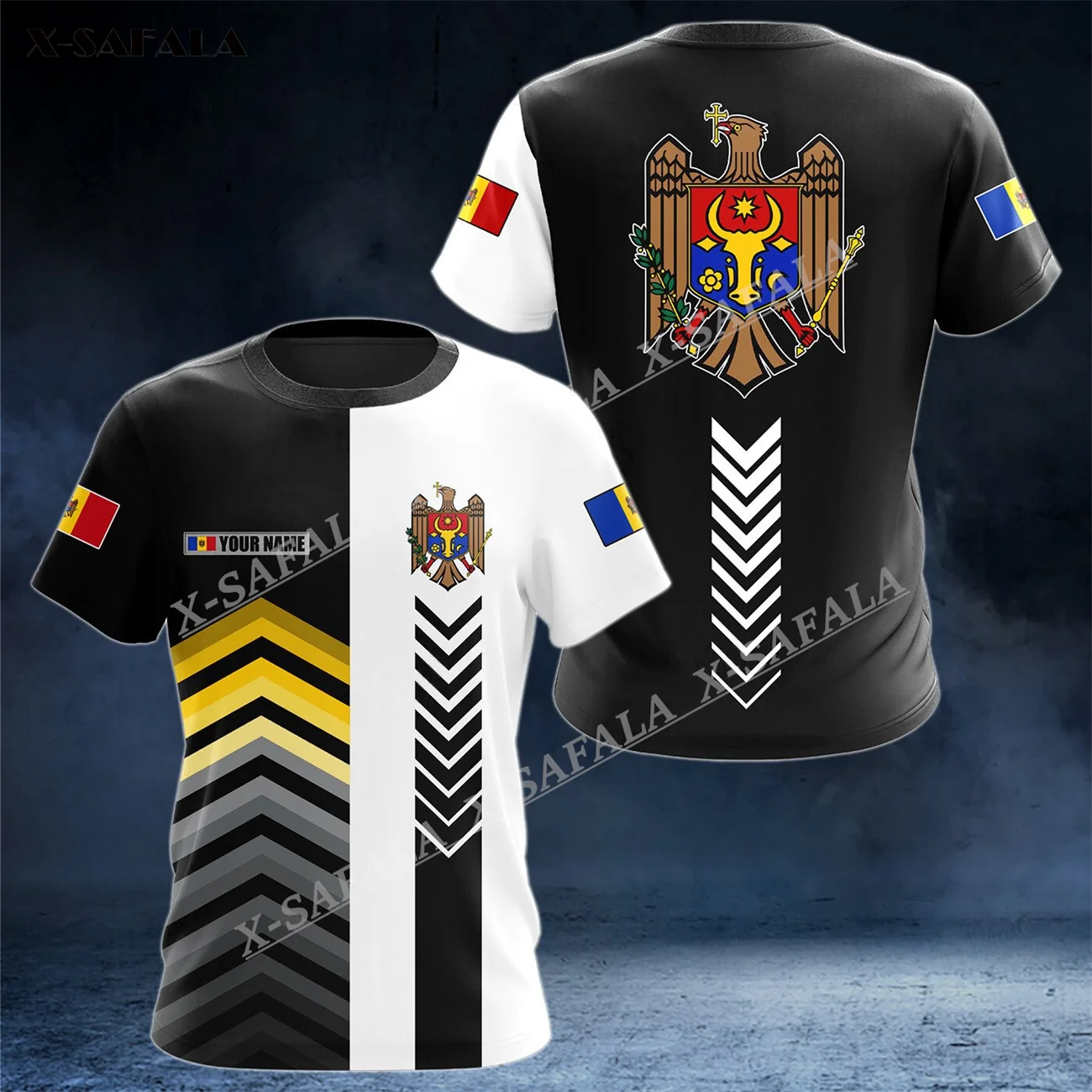 

Футболка мужская с 3D-принтом флага Молдовы и орла, Повседневная рубашка с коротким рукавом и круглым вырезом, скоростной топ из молочного во...