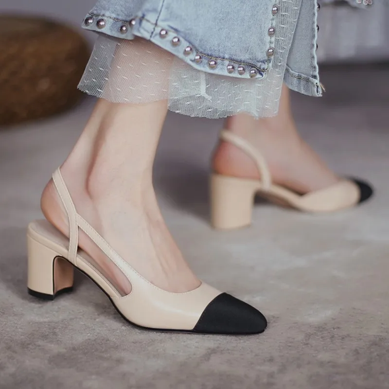 

Small Size 32 33 Women Luxury Brand Designer Shoes Oversized Woman High Heels Natural Genuine Leather Slingback Beige Nude Pumps