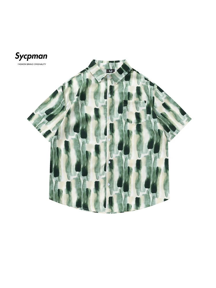 

Рубашка Sycpman мужская с коротким рукавом и градиентным переходом цвета, Повседневная Свободная уличная одежда в стиле бойфренда для пар, на лето