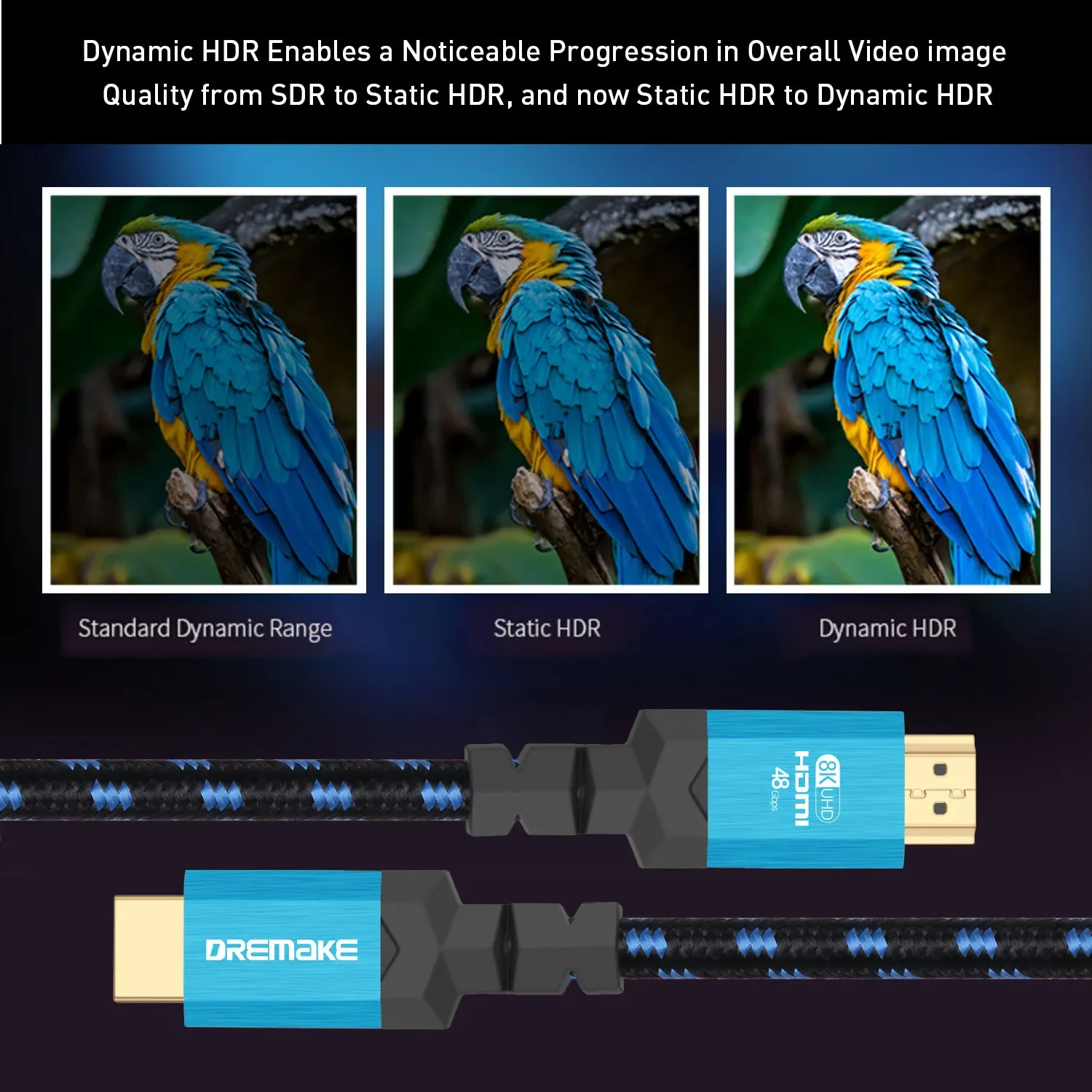 Кабель HDMI 8K @ 60 Гц и 4K 120 48 Гбит/с позолоченным покрытием для HDTV разветвитель